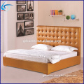 Hot sale modern bedroom furniture tufted crystal leather upholstered bed